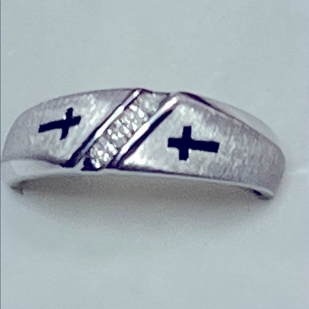 NWT MAN WEDDING RING SS 1/20 CTW